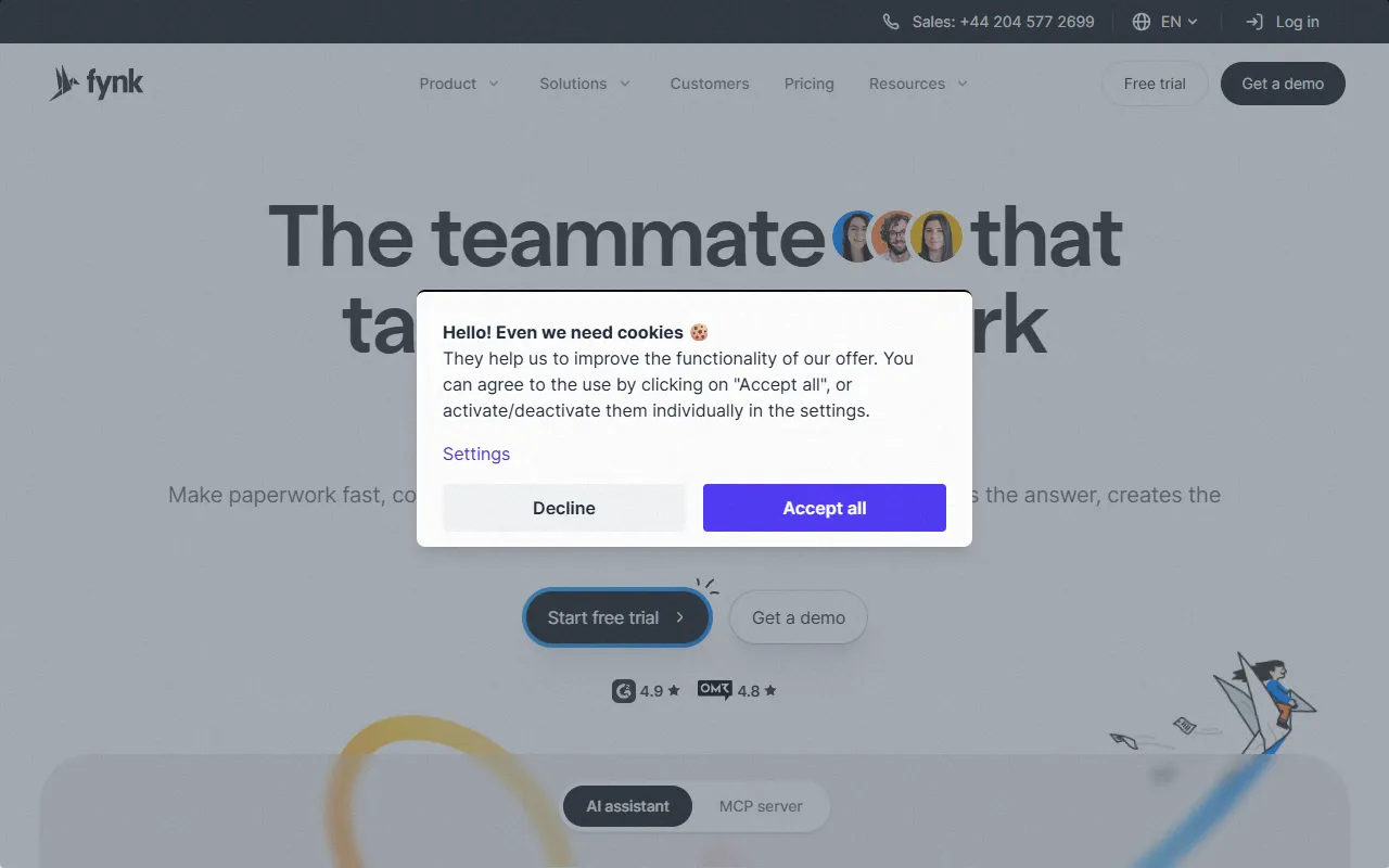 fynk website screenshot