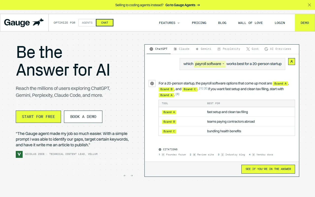 Gauge website screenshot