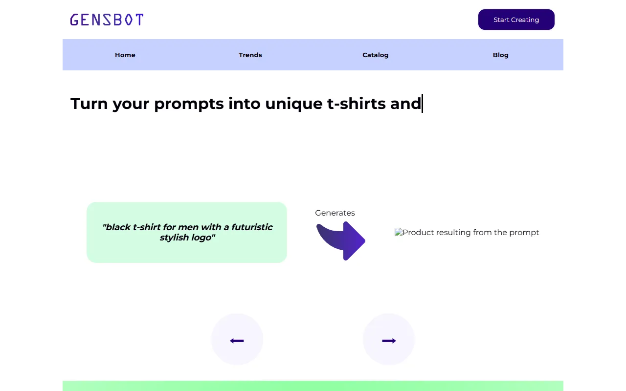 Gensbot website screenshot
