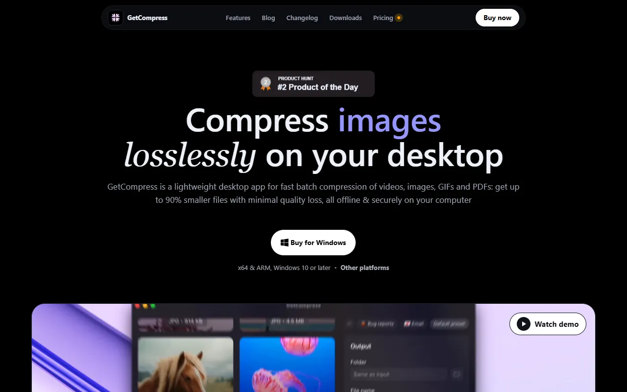 GetCompress website screenshot