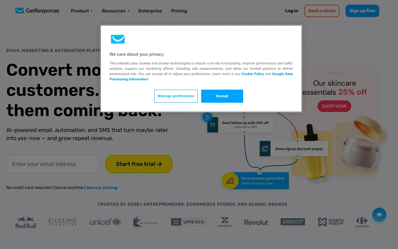GetResponse website screenshot