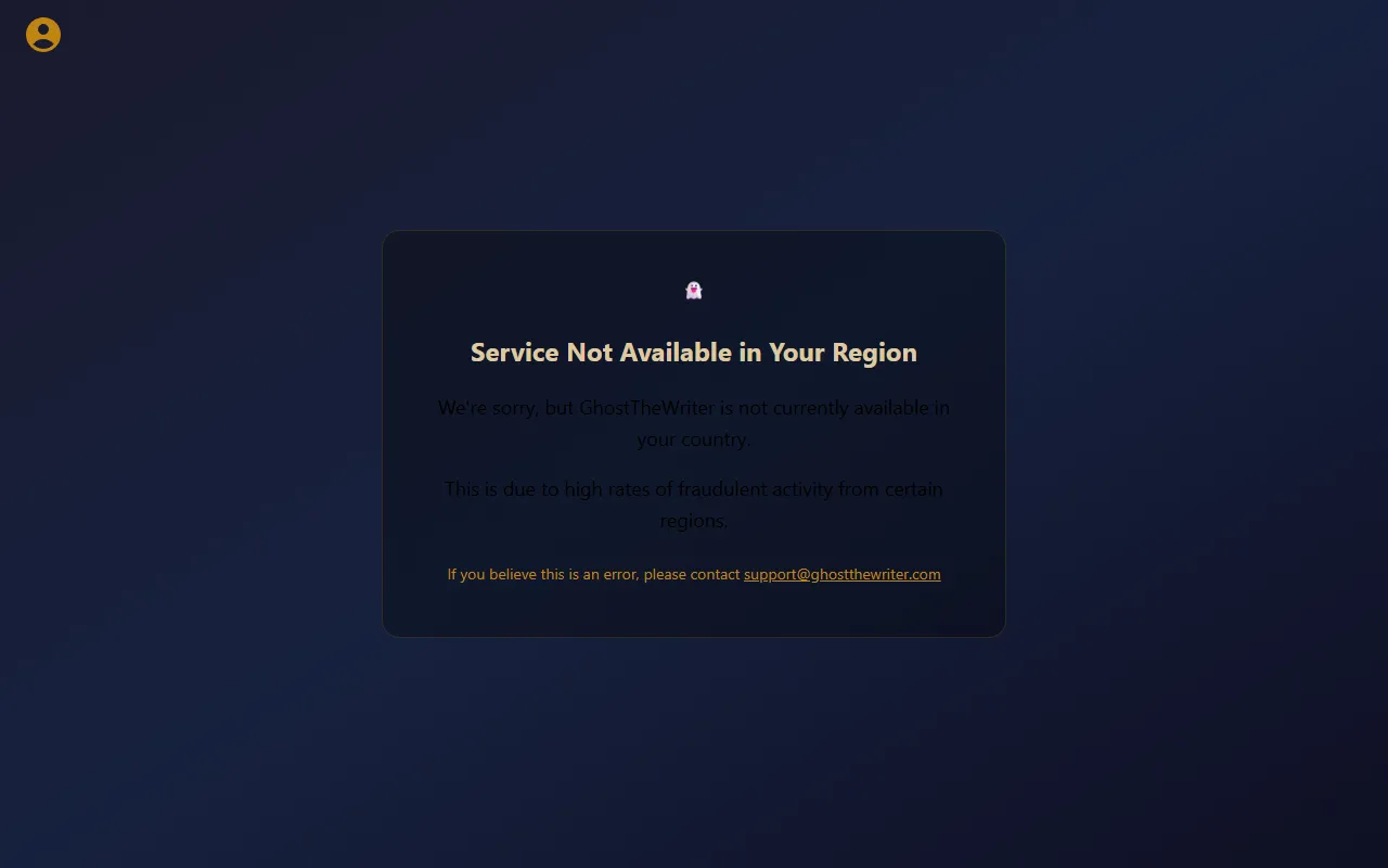 Ghost Writer website screenshot