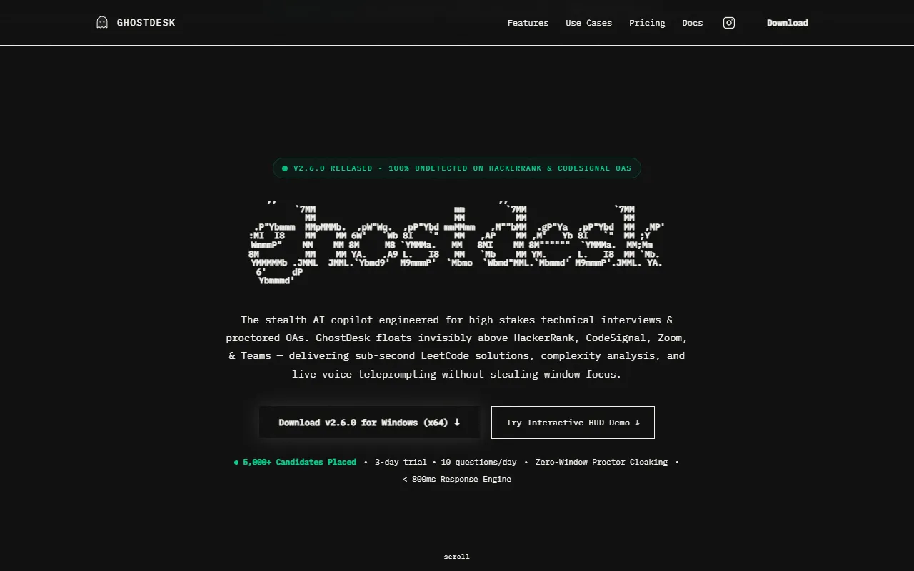GhostDesk website screenshot