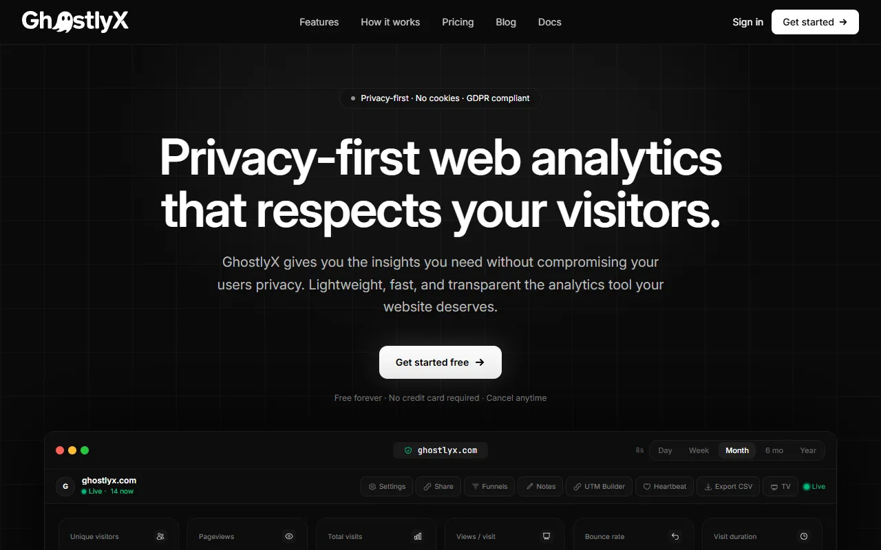 GhostlyX website screenshot