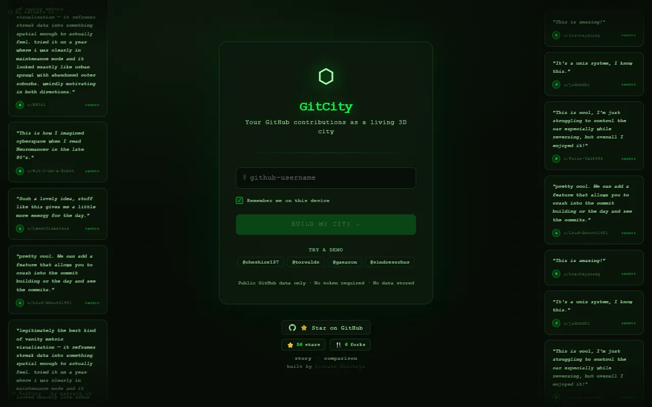 GitCity website screenshot