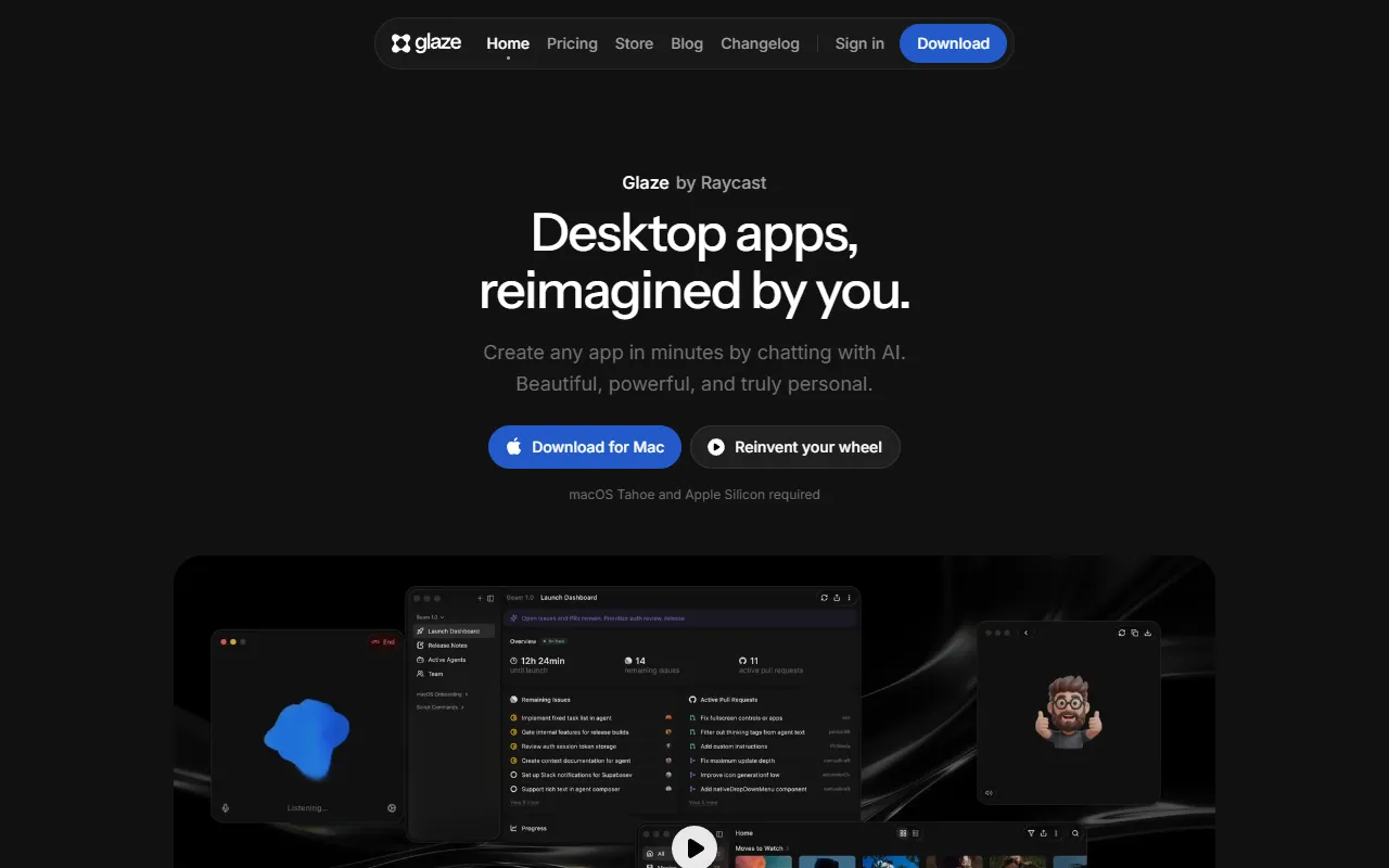 Glaze by Raycast website screenshot