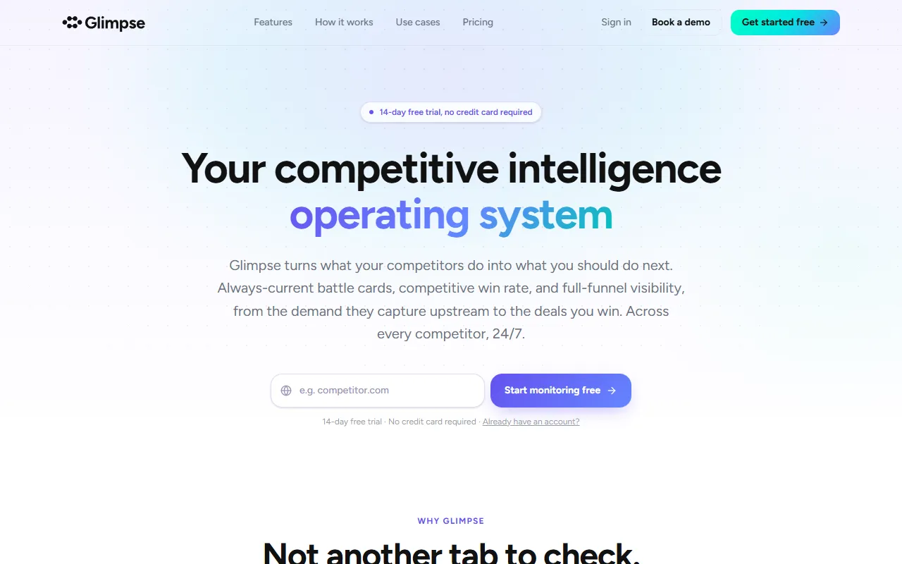 Glimpse website screenshot