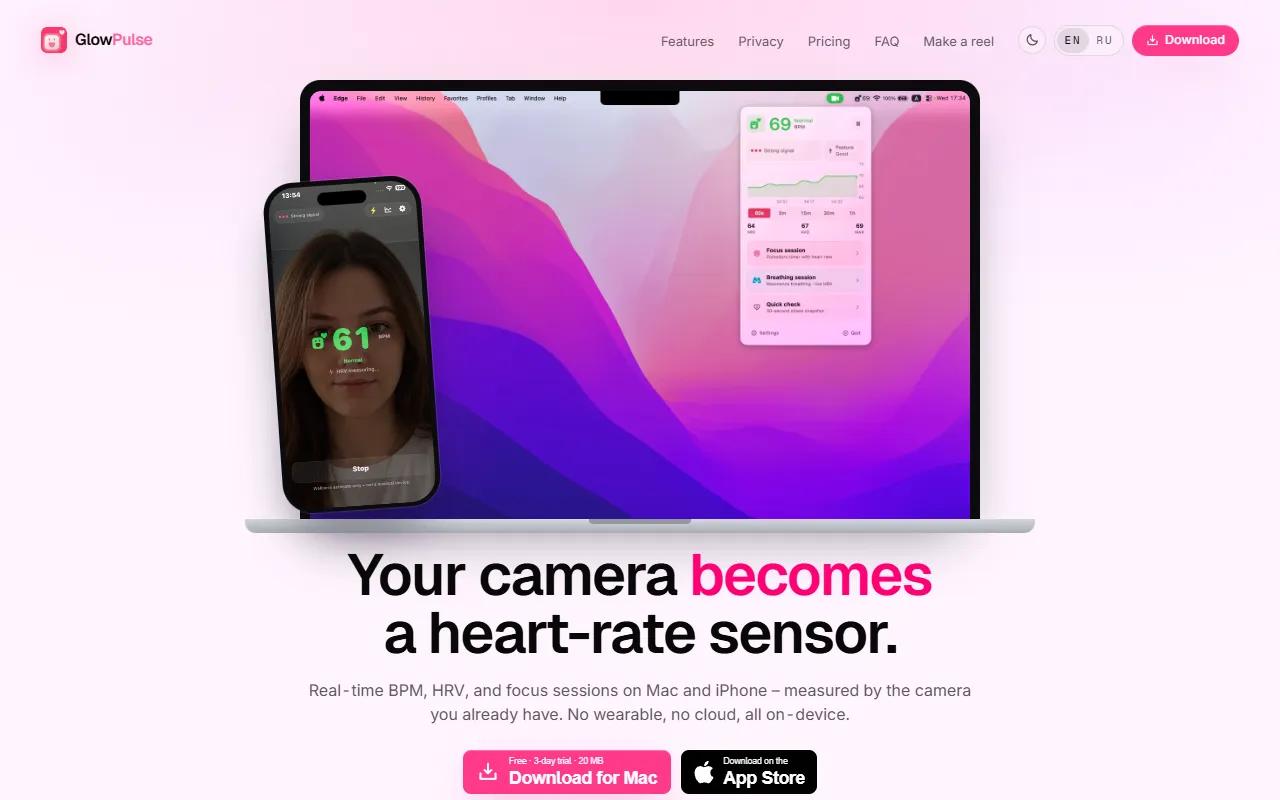GlowPulse website screenshot
