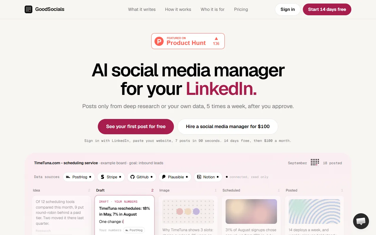 GoodSocials website screenshot