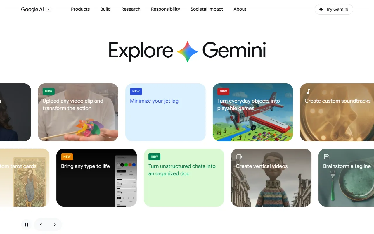 Google AI website screenshot