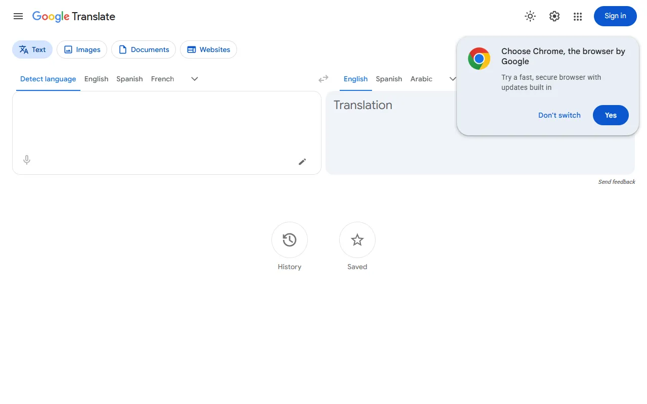 Google Translate website screenshot