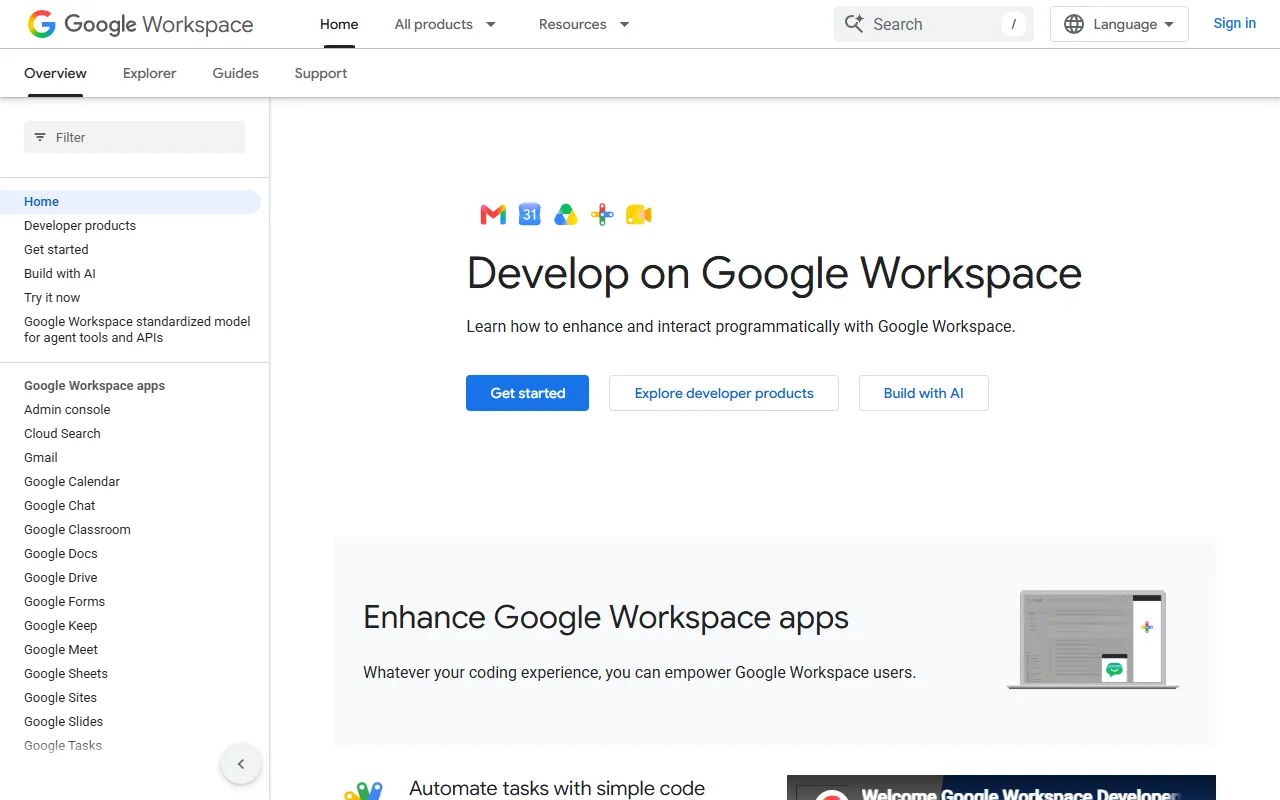Google Workspace CLI website screenshot