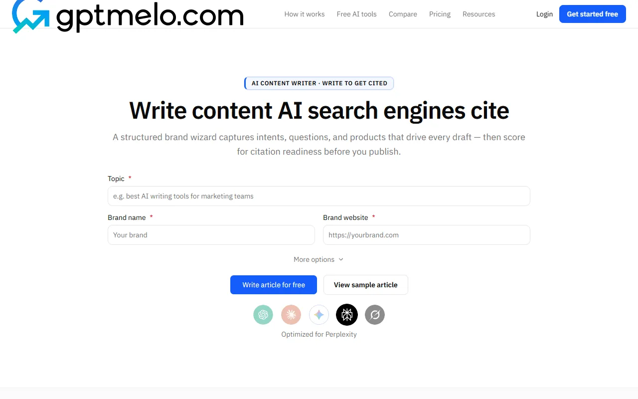 GPTMelo website screenshot