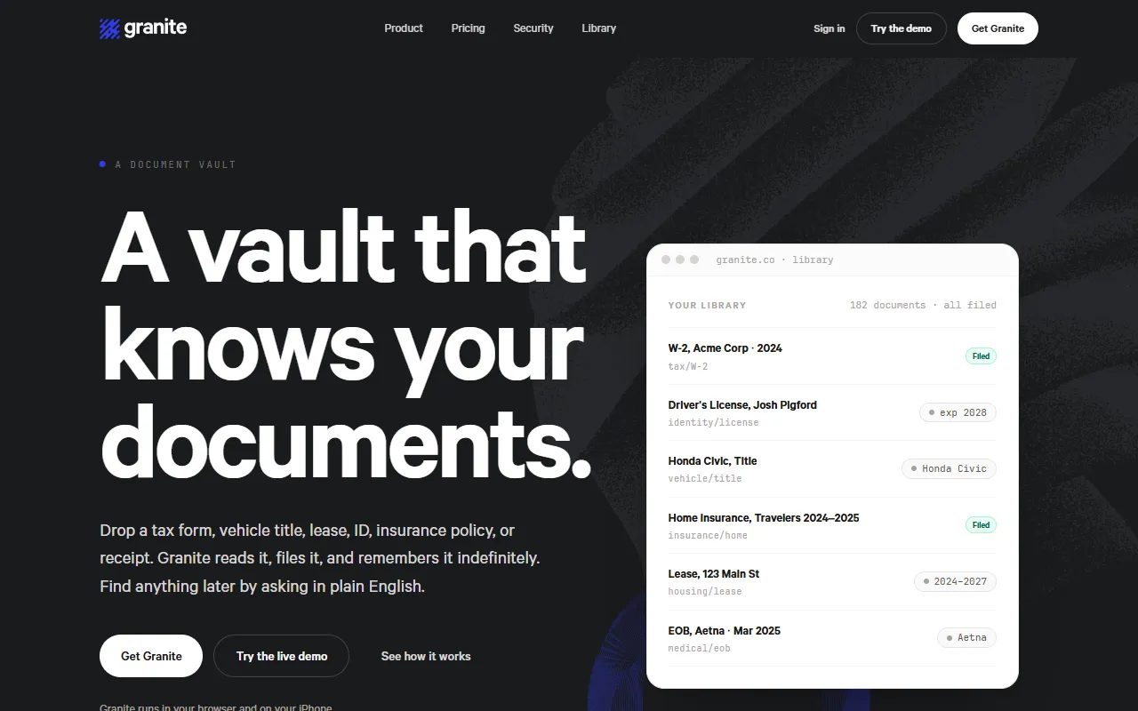 Granite website screenshot