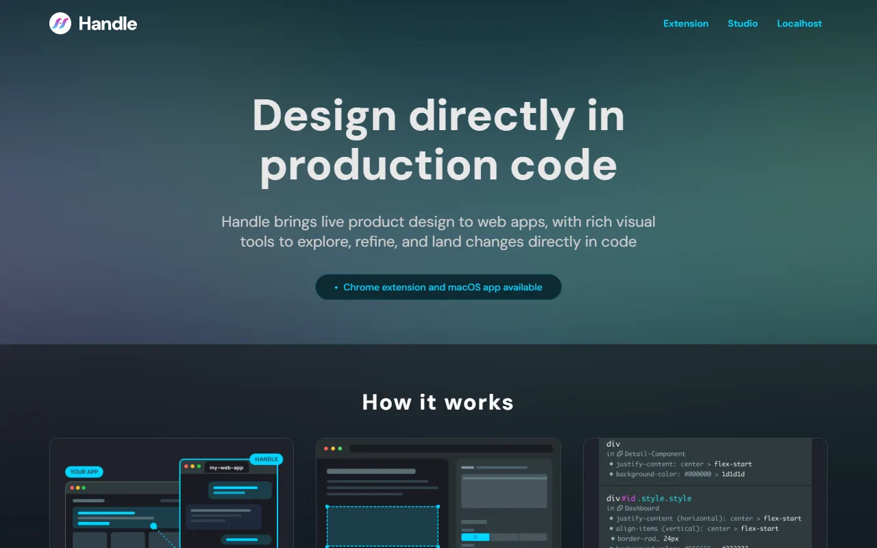 Handle website screenshot