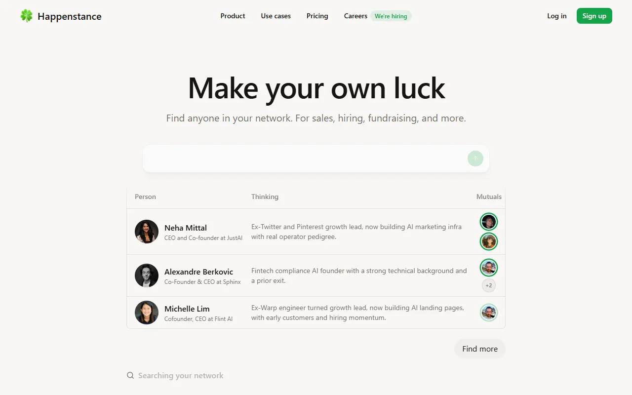 Happenstance website screenshot