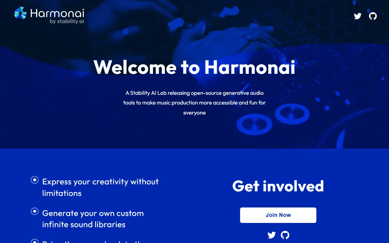 Harmonai website screenshot