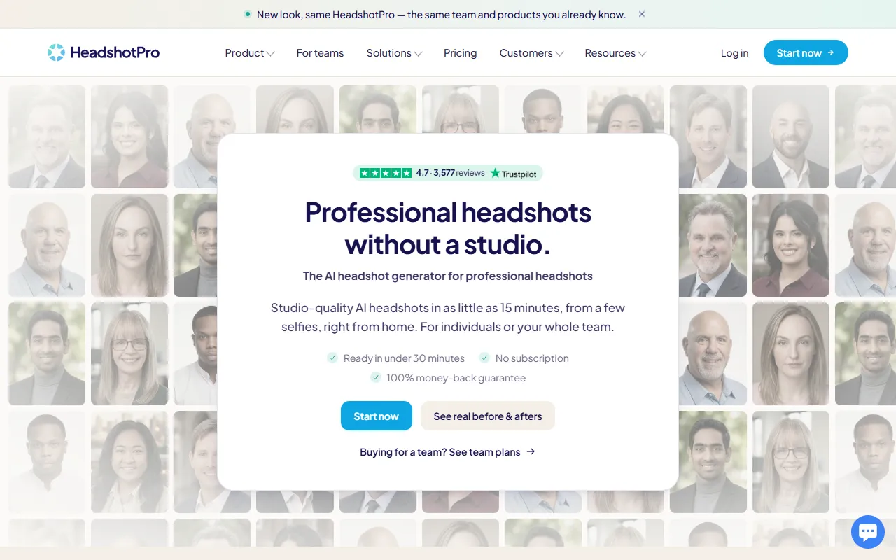 HeadshotPro website screenshot