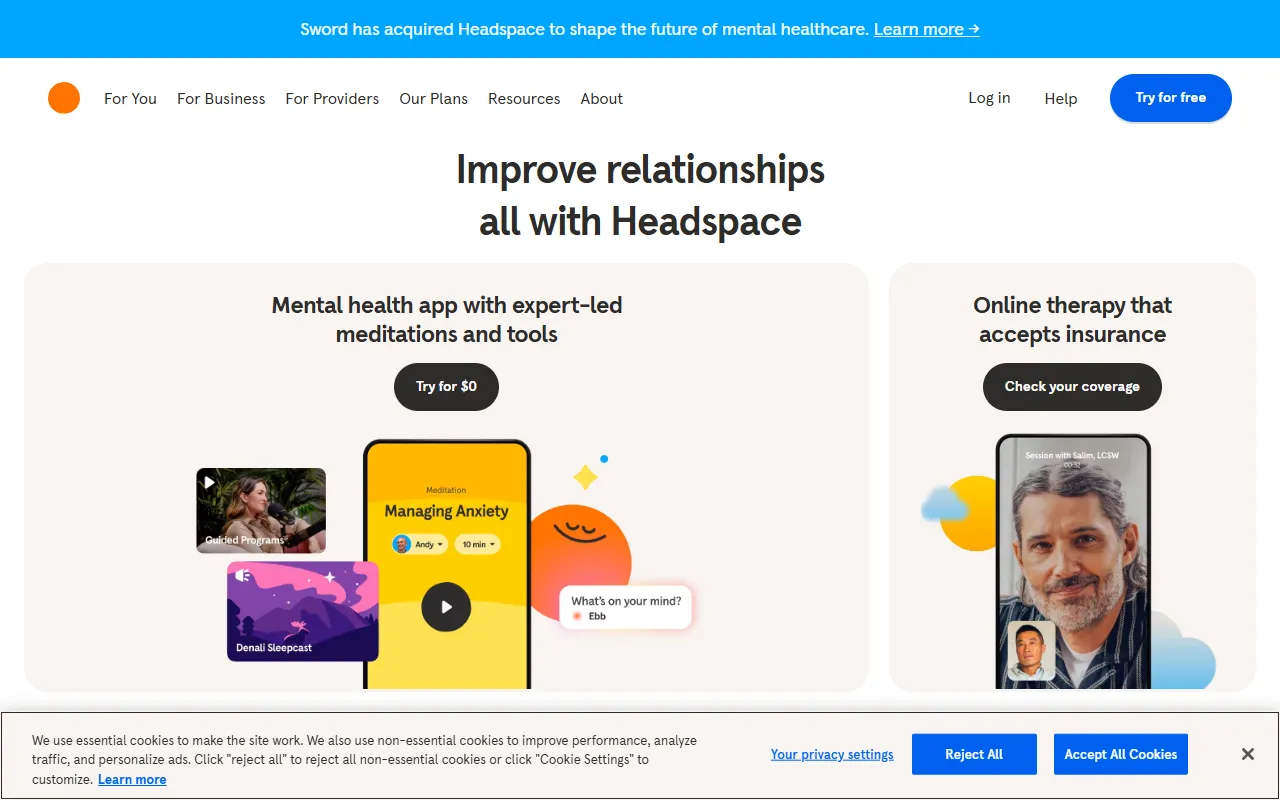 Headspace Health website screenshot