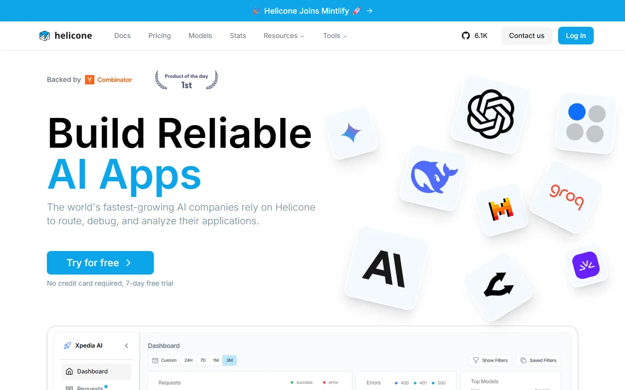 Helicone website screenshot