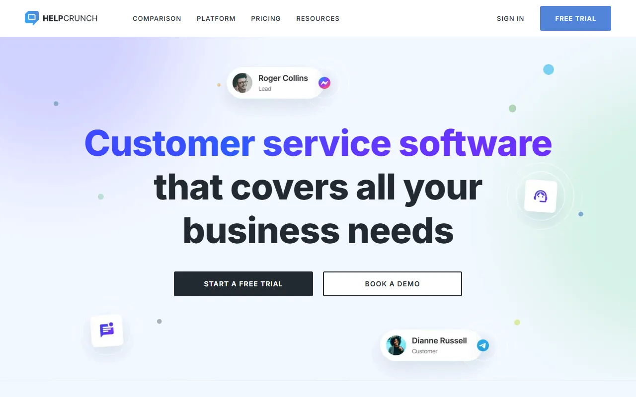 HelpCrunch website screenshot