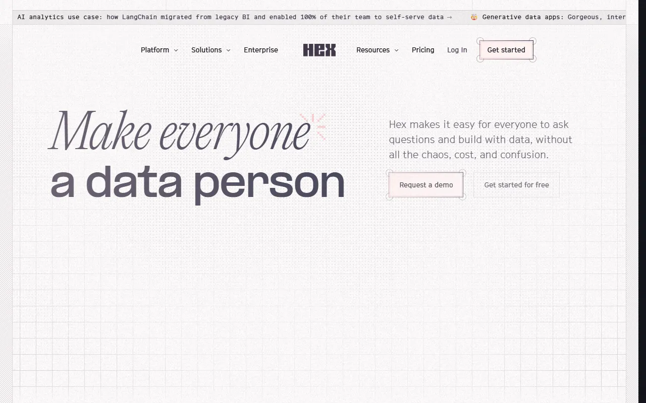 Hex AI website screenshot