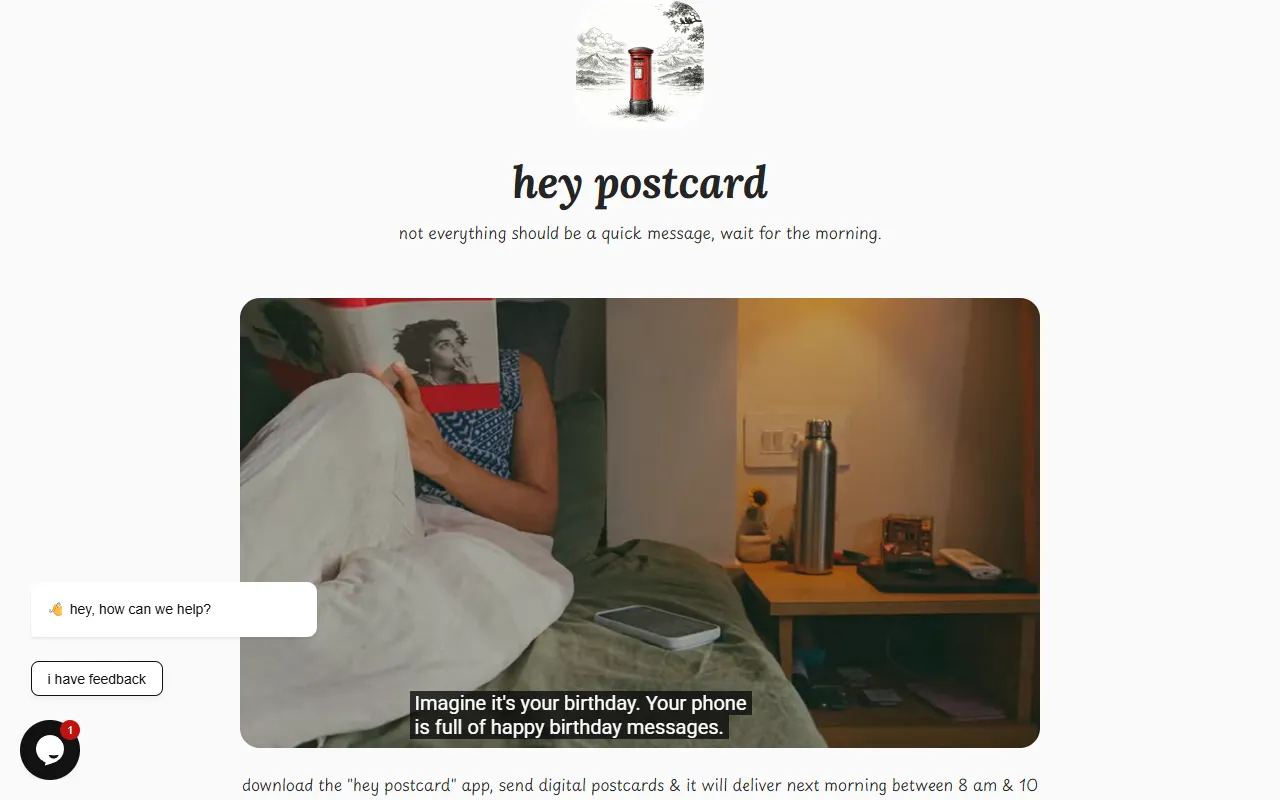 hey postcard - digital postcards website screenshot
