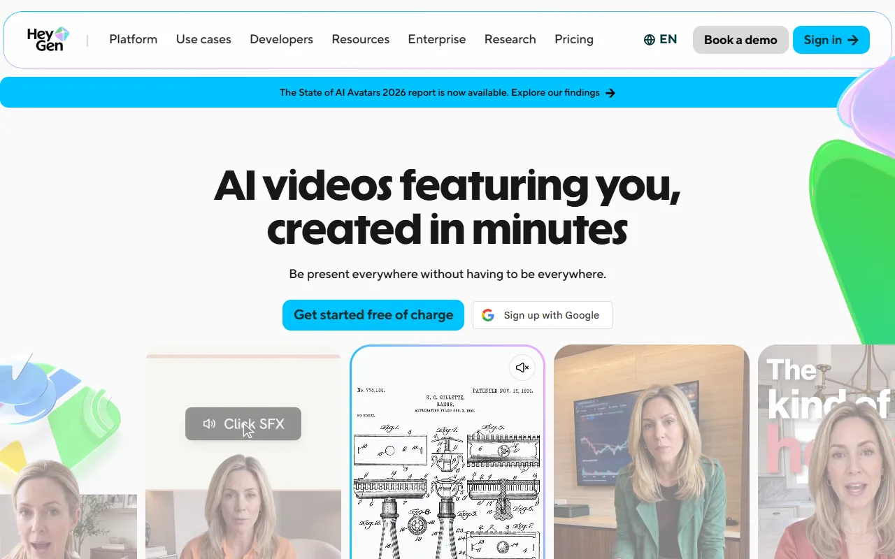 HeyGen website screenshot