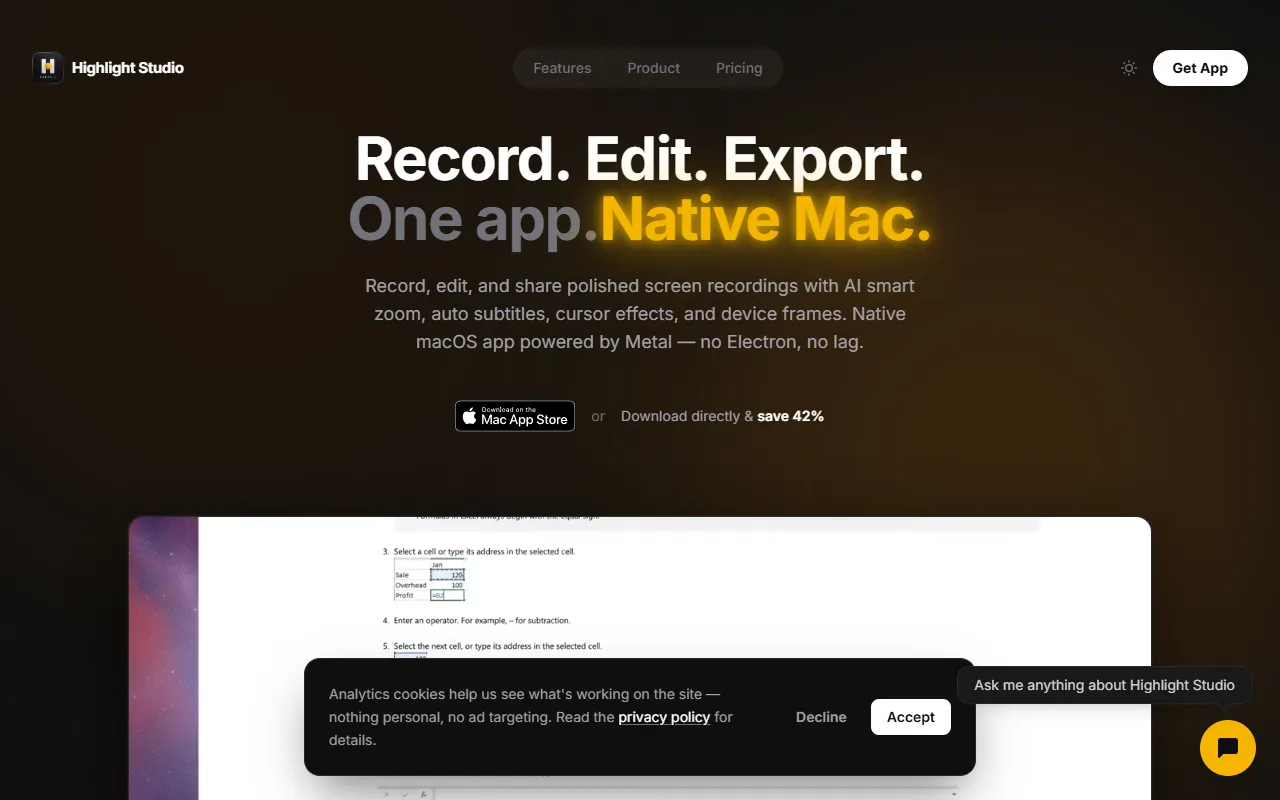 Highlight Studio website screenshot