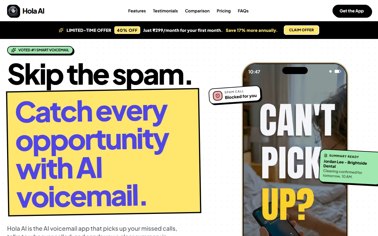 Hola AI website screenshot