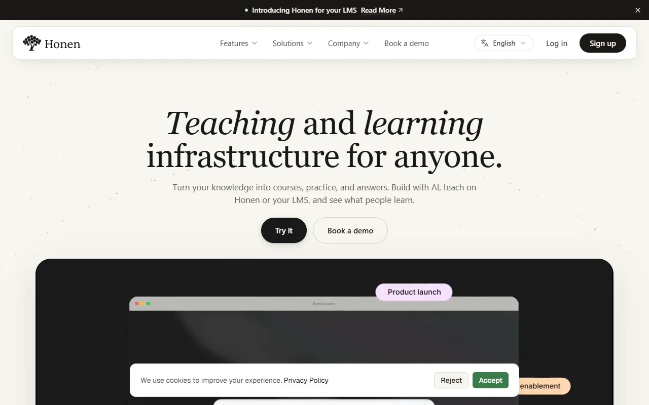 Honen website screenshot
