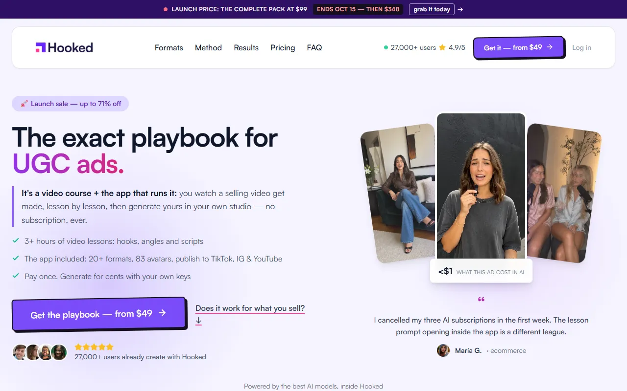 Hooked AI website screenshot