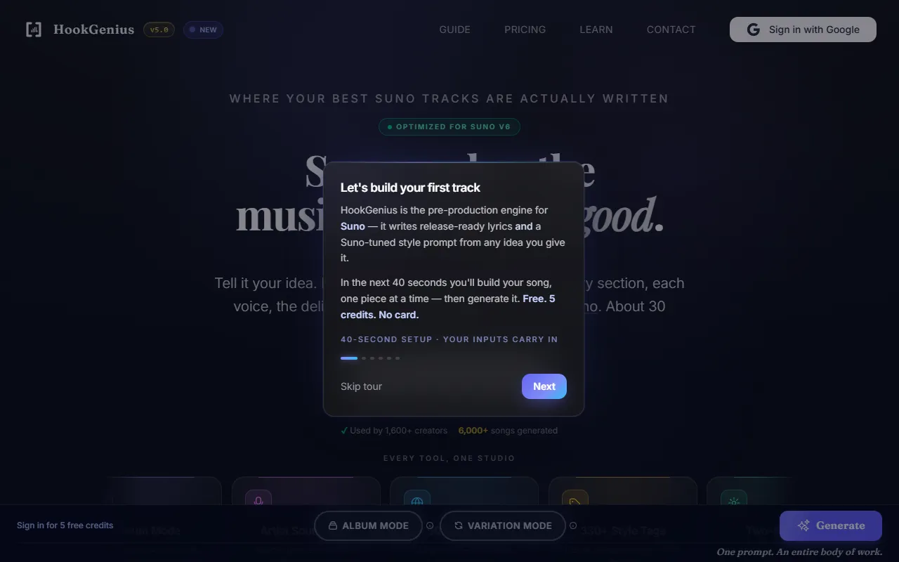 HookGenius website screenshot