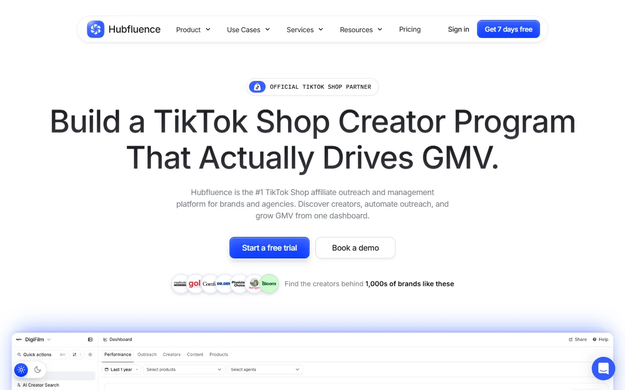 Hubfluence website screenshot
