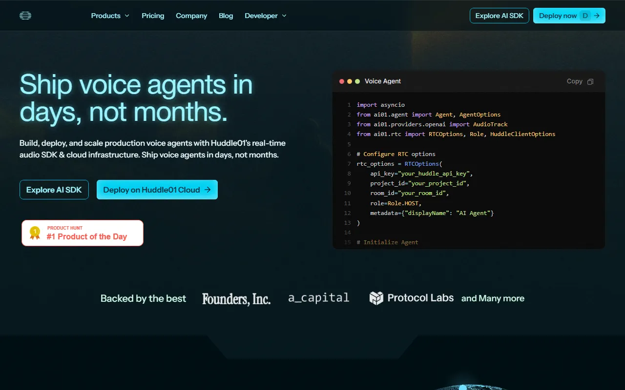 Huddle01 VMs website screenshot