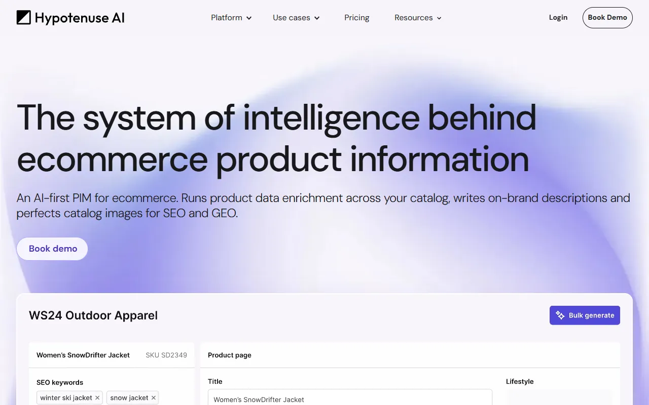 Hypotenuse AI website screenshot