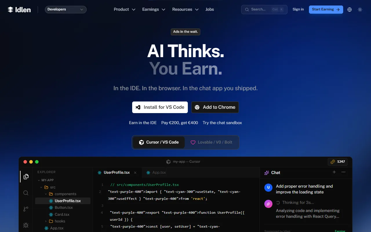 Idlen website screenshot