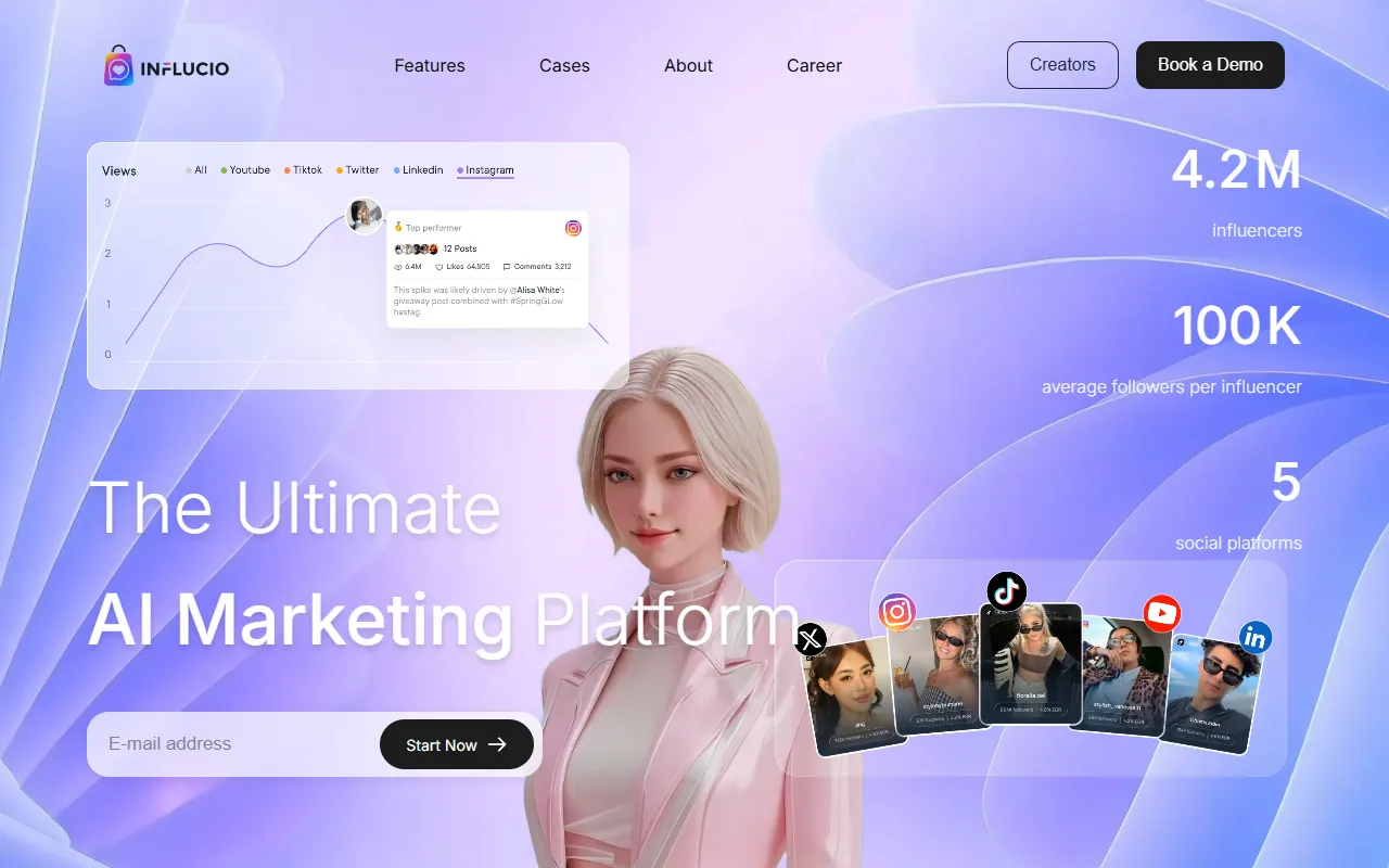 Influcio website screenshot