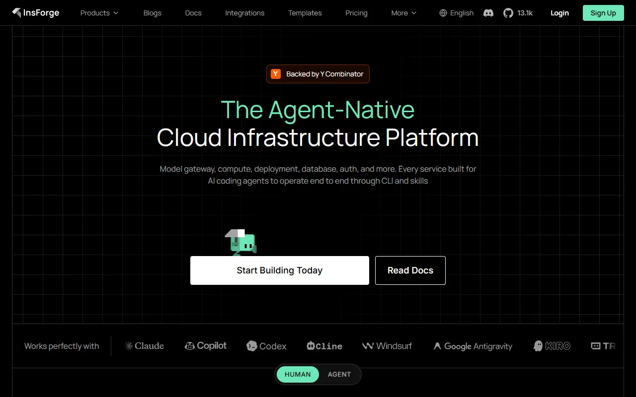 InsForge website screenshot