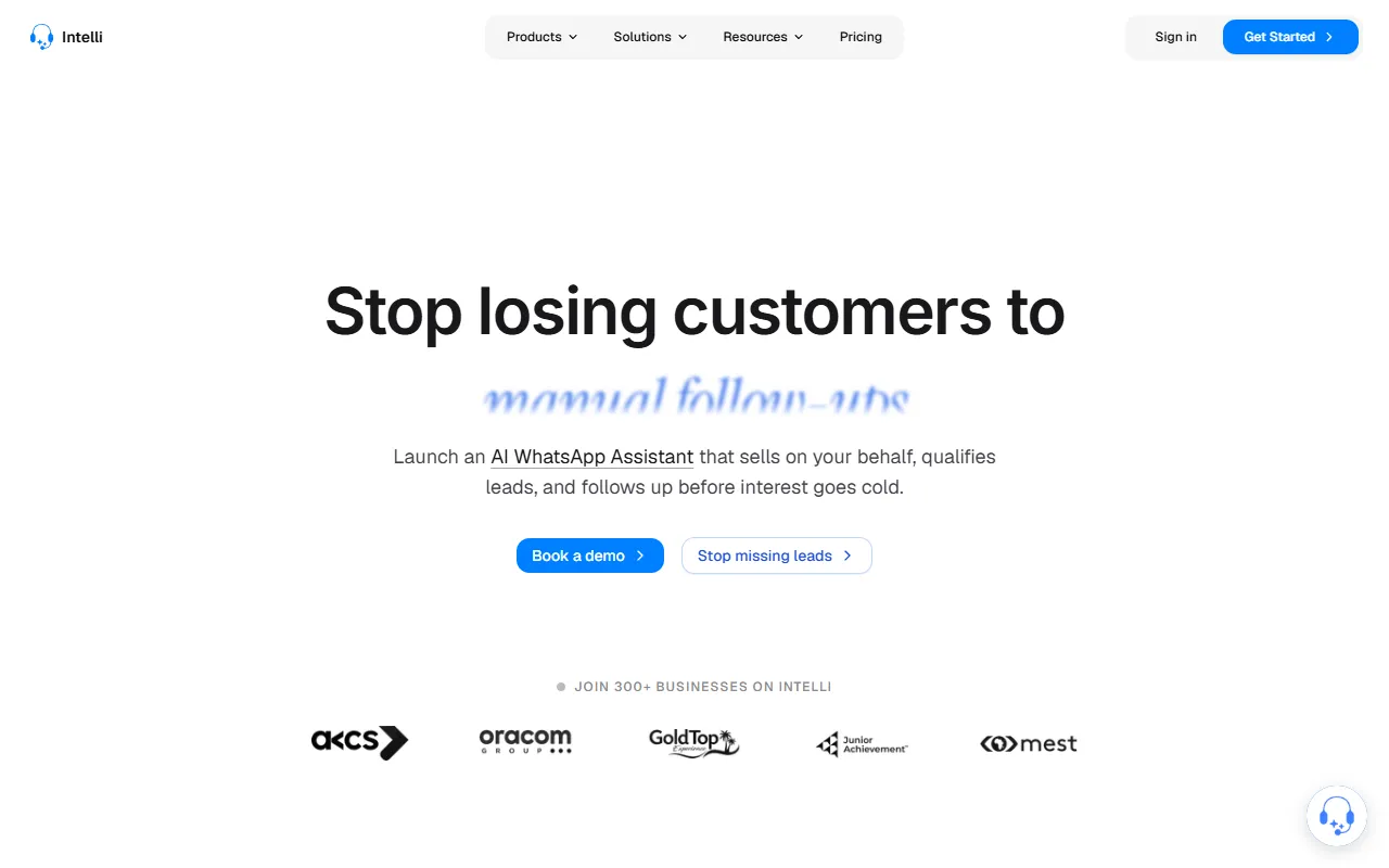Intelli website screenshot