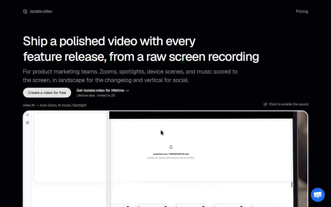 isolate.video website screenshot