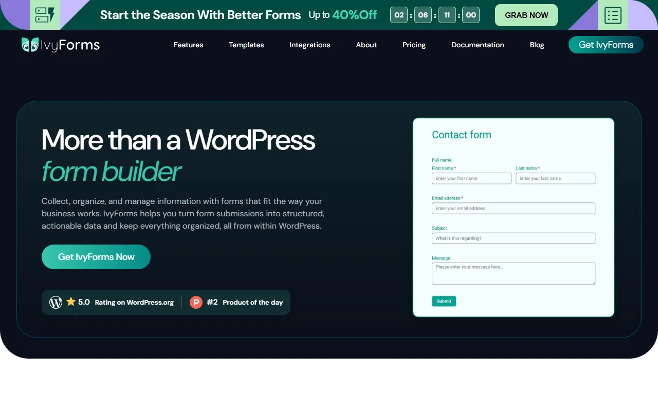 IvyForms website screenshot