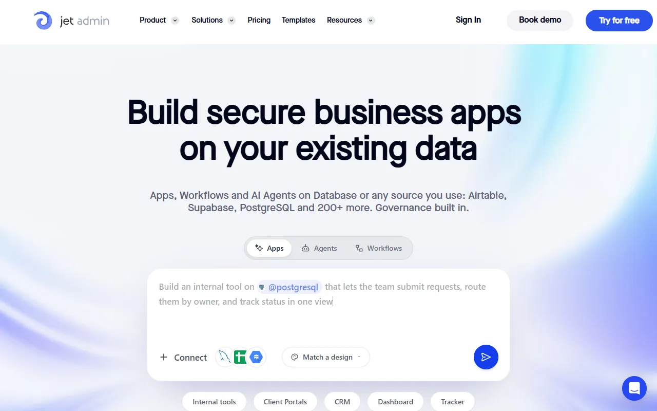 Jet Admin website screenshot