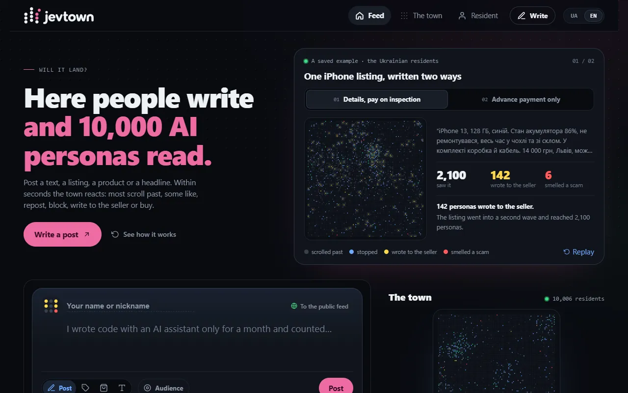 Jevtown website screenshot
