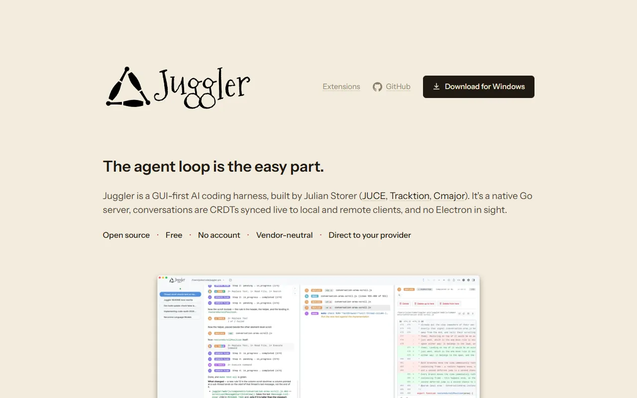 Juggler website screenshot