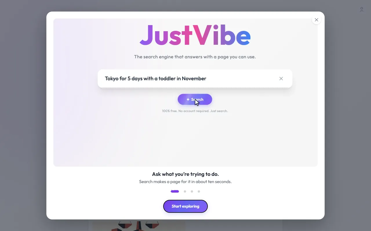 JustVibe website screenshot