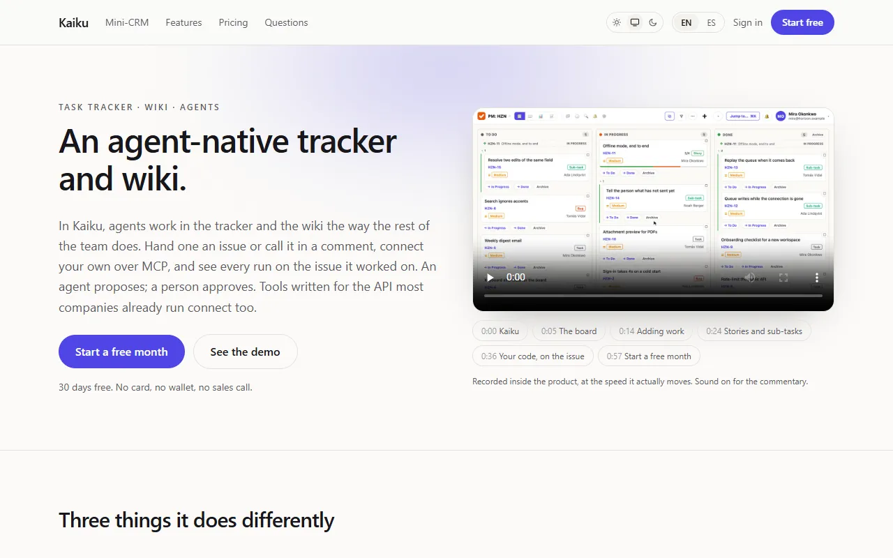 Kaiku website screenshot