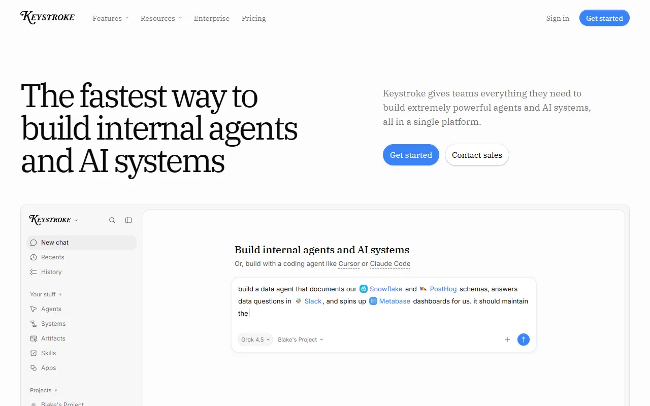 Keystroke website screenshot