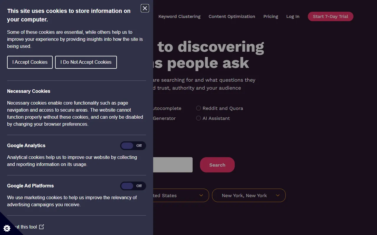 KeywordsPeopleUse website screenshot