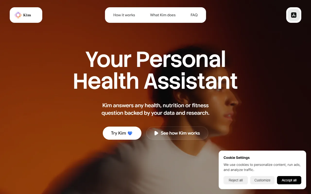 Kim Personal Health Assistant website screenshot